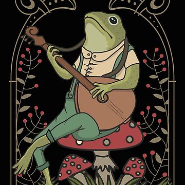 Cute Cottagecore Frog Playing Banjo Sitting On A Mushroom Naturecore  Aesthetic Retro Art Pin for Sale by alenaz