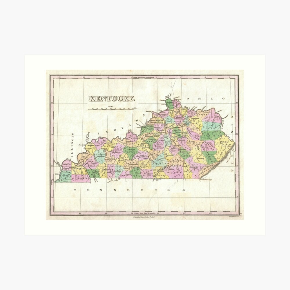 Vintage Map of Kentucky (1827) Kunstdruck