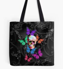 Bolsa de tela Calavera de azúcar y mariposas de colores