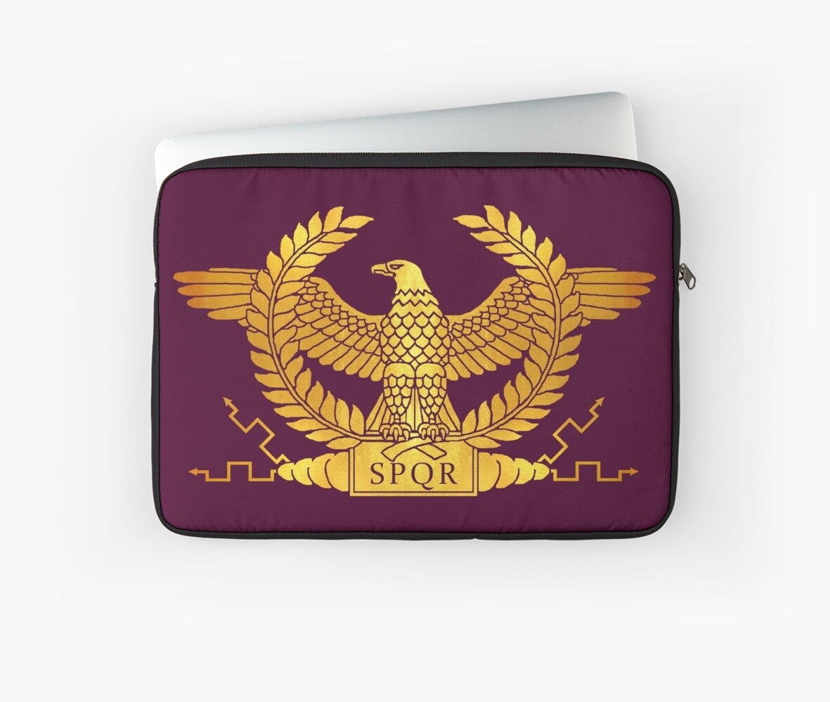 Roman Golden Eagle On Purple Laptop Sleeve By Atlanteanarts