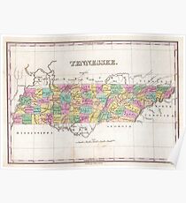 Vintage Map of Tennessee (1827) Poster