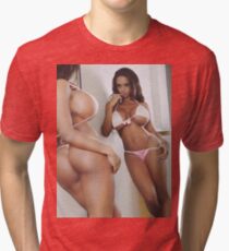 Curves at mirror, sexy latina posing Tri-blend T-Shirt