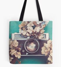 Camera & Hydrangea Tote Bag