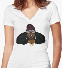 Curls on FLEEK Women's Fitted V-Neck T-Shirt