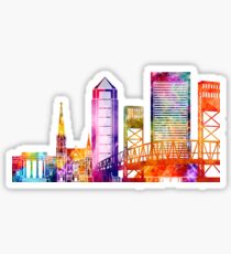 Jacksonville landmarks watercolor poster Sticker