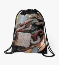 Rusty Lock and Chain Drawstring Bag