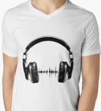 Headphones - Black Men's V-Neck T-Shirt