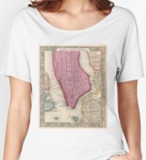 Camiseta ancha para mujer Vintage Map of Lower New York City (1860)