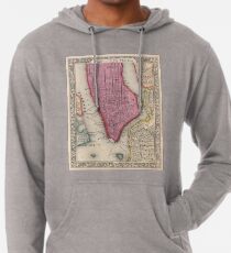Sudadera con capucha ligera Vintage Map of Lower New York City (1860)