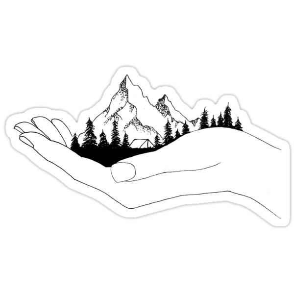 mountain in hands stickers by smalltownnc redbubble