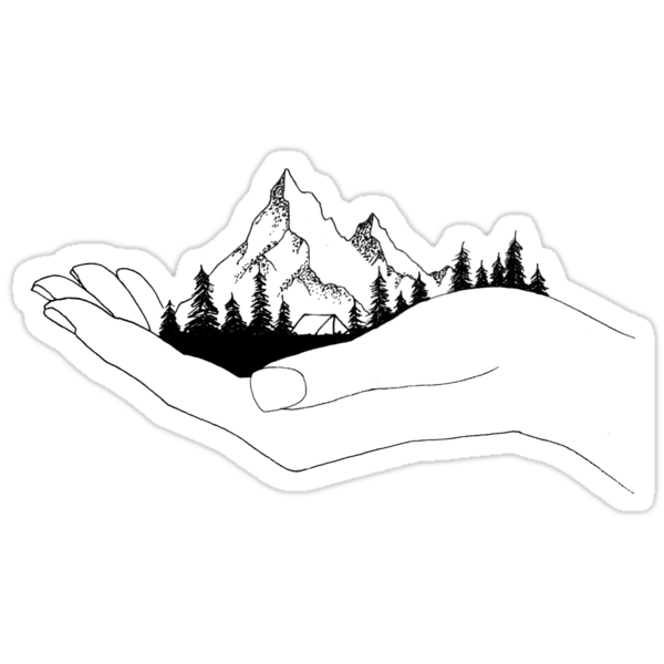 mountain in hands stickers by smalltownnc redbubble