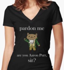 Alexander Hamilcat (White Text) Women's Fitted V-Neck T-Shirt