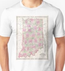 Vintage Map of Indiana (1864) Unisex T-Shirt