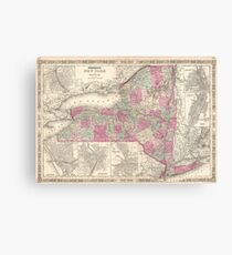Vintage Map of New York (1864) Canvas Print
