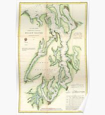 Vintage Map of The Puget Sound (1867) Poster