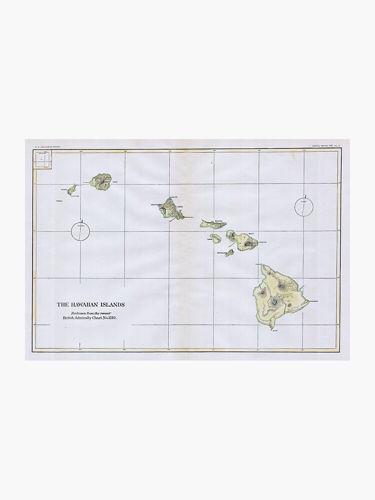 Basic Map of Hawaii (1883) Photographic Print image regarding Printable Map of Hawaiian Islands referred to as Traditional Map of Hawaii (1883) Photographic Print