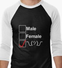 Camiseta ¾ bicolor para hombre ¯ \ _ (ツ) _ / ¯ (texto blanco)