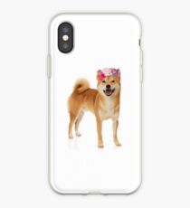 Shiba Inu Dog with a flower crown iPhone Case