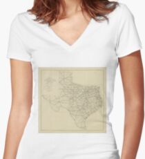 Vintage Texas Highway Map (1919) Women's Fitted V-Neck T-Shirt