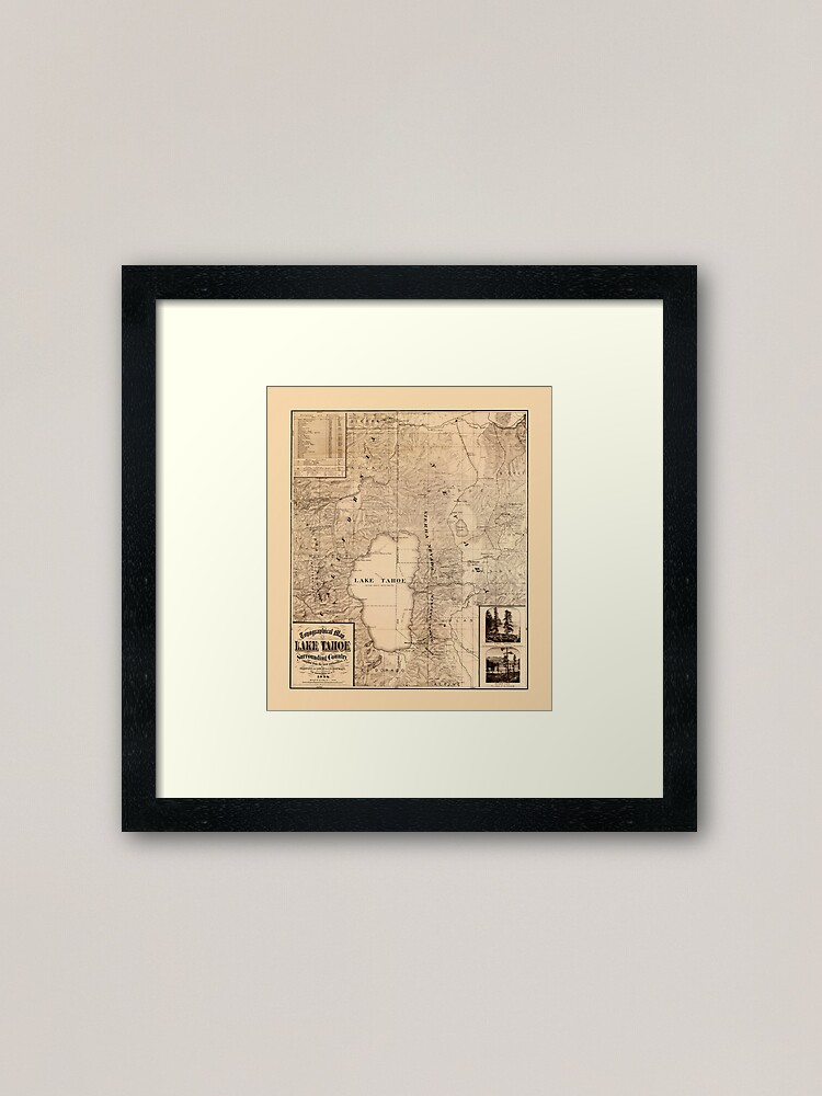 Alternate view of Map Of Lake Tahoe 1874 Framed Art Print