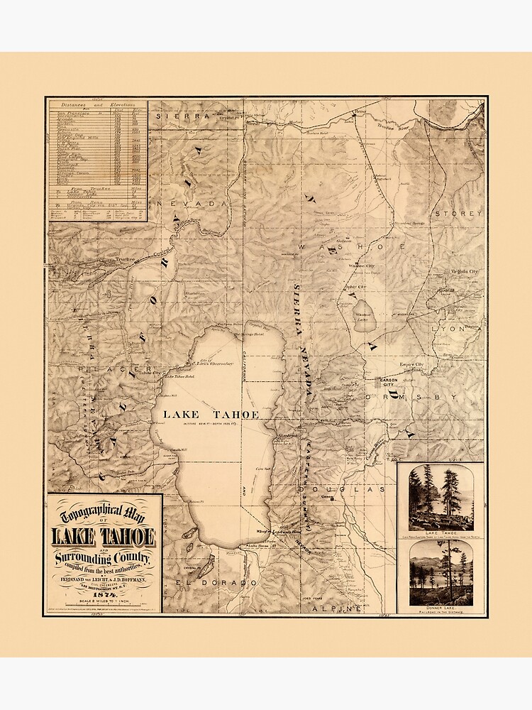 Map Of Lake Tahoe 1874 by mollyfare