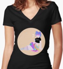 Rainbow Guts Girl Women's Fitted V-Neck T-Shirt