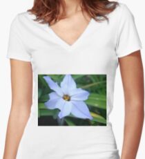 Blue Flower Women's Fitted V-Neck T-Shirt