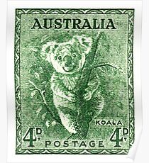 Póster 1940 Australia Koala Postage Stamp