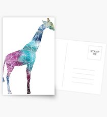 Multi-Colored Watercolor Geometric Giraffe Postcards
