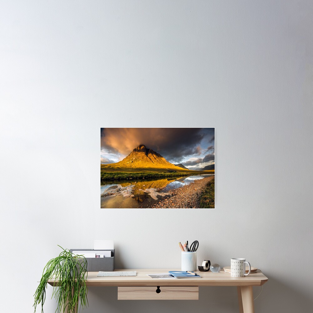 Golden light on Buachaille Etive Mor Scotland Poster