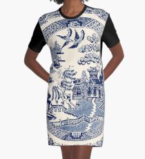 China Blue Willow Graphic T-Shirt Dress
