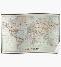 Vintage Map of The World (1875) Poster