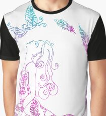 yoga girl with feathers and butterfly mandala Graphic T-Shirt