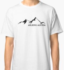 SKIING ARLBERG AUSTRIA Ski Mountain Mountains Skis Silhouette Snowboard Snowboarding Classic T-Shirt