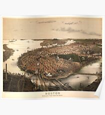Vintage Pictorial Map of Boston (1877) Poster