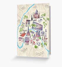 Paris illustrated Map Greeting Card