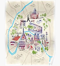 Paris illustrated Map Poster