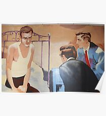 Anonyme Mann der Alkoholiker auf Bett Poster