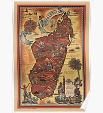 Karte von Madagaskar 1952 Poster
