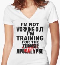 Training For The Zombie Apocalypse (dark text) Women's Fitted V-Neck T-Shirt