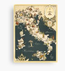 Gastronomic Map of Italy 1949 Canvas Print