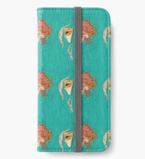 illustration with skull holding a human face mask iPhone Wallet/Case/Skin