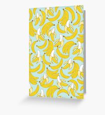 Banana pattern on turquoise background Greeting Card