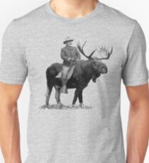 Teddy Roosevelt Riding A Bull Moose Unisex T-Shirt