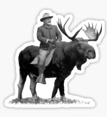 Teddy Roosevelt Riding A Bull Moose Sticker