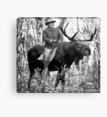 Teddy Roosevelt Riding A Bull Moose Canvas Print