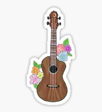Pegatina Ukelele con flores