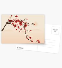 Wunderlicher roter Kirschblüten-Baum Postkarten