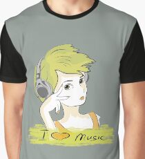 I Love music, teenager listening music Graphic T-Shirt