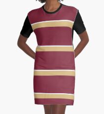 Garnet Gold and White Banded Graphic T-Shirt Dress